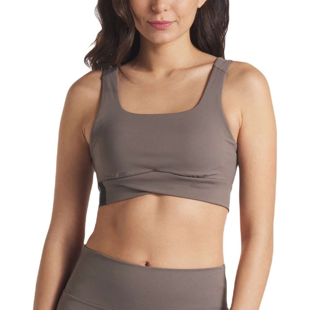 UNRL Women Tan Square Neck Crossover Activewear Gym Yoga Sports Bra Workout Sz M